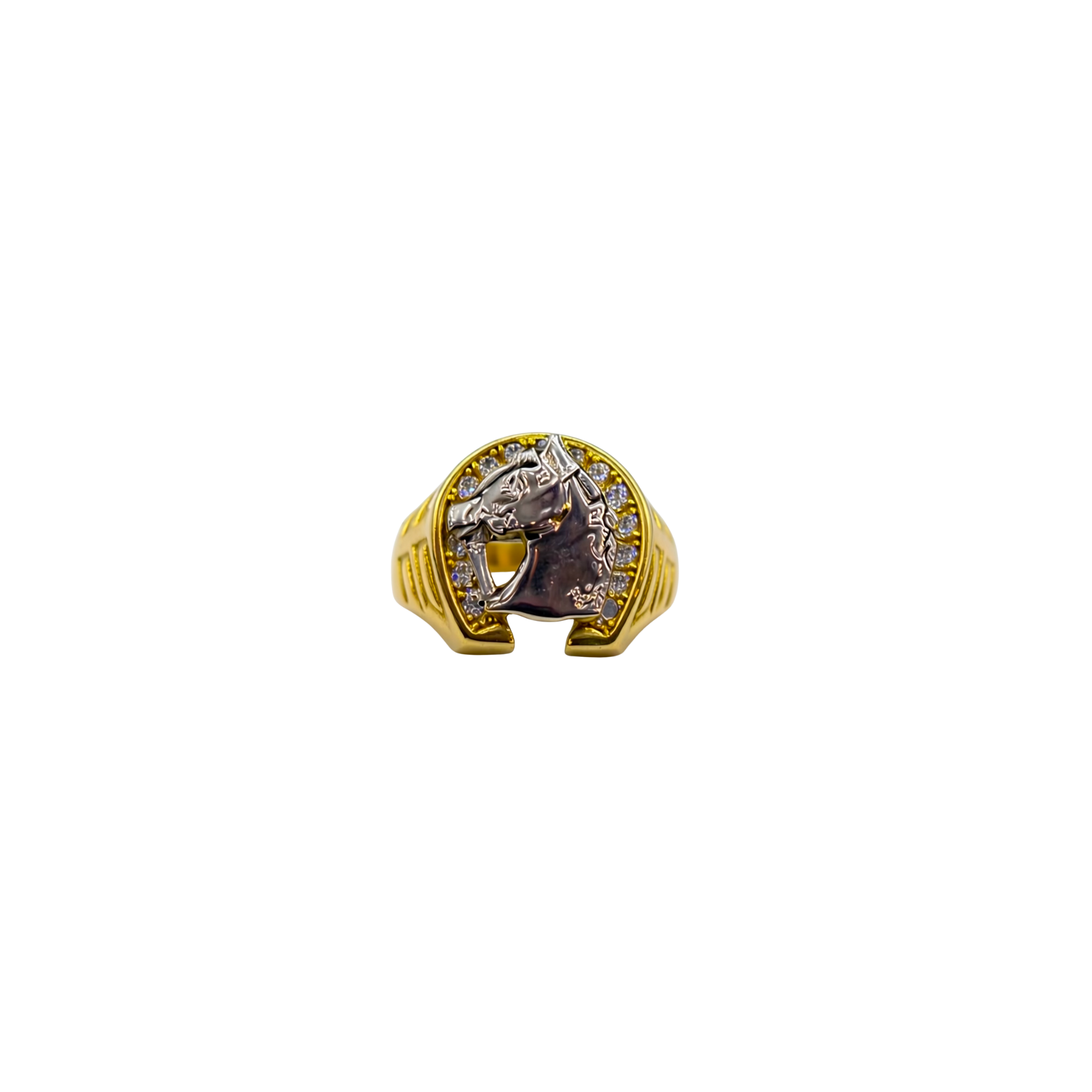 9ct Gold Horseshoe & Horse Head Ring