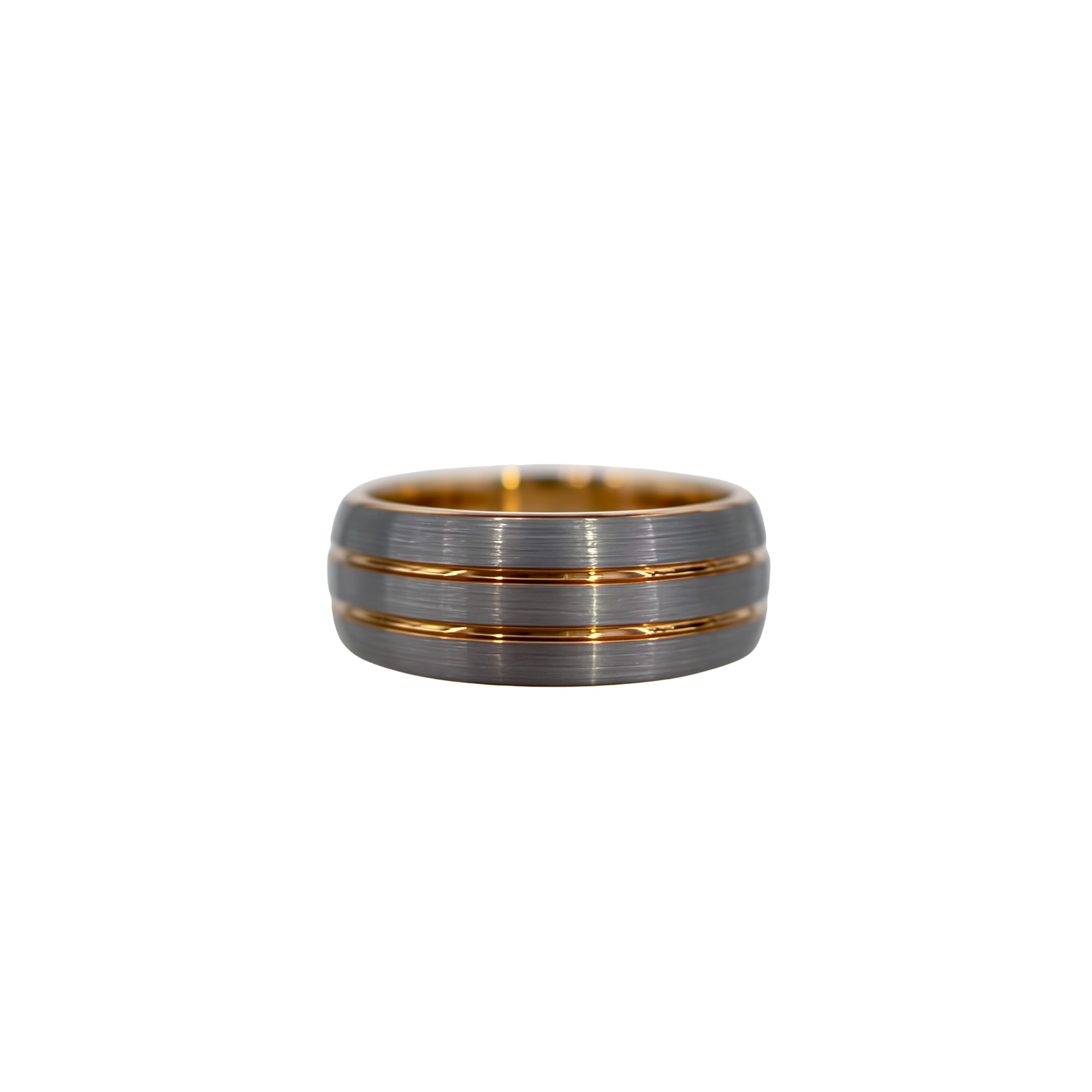 Soul Gunmetal Tungsten Ring with Gold Stripes