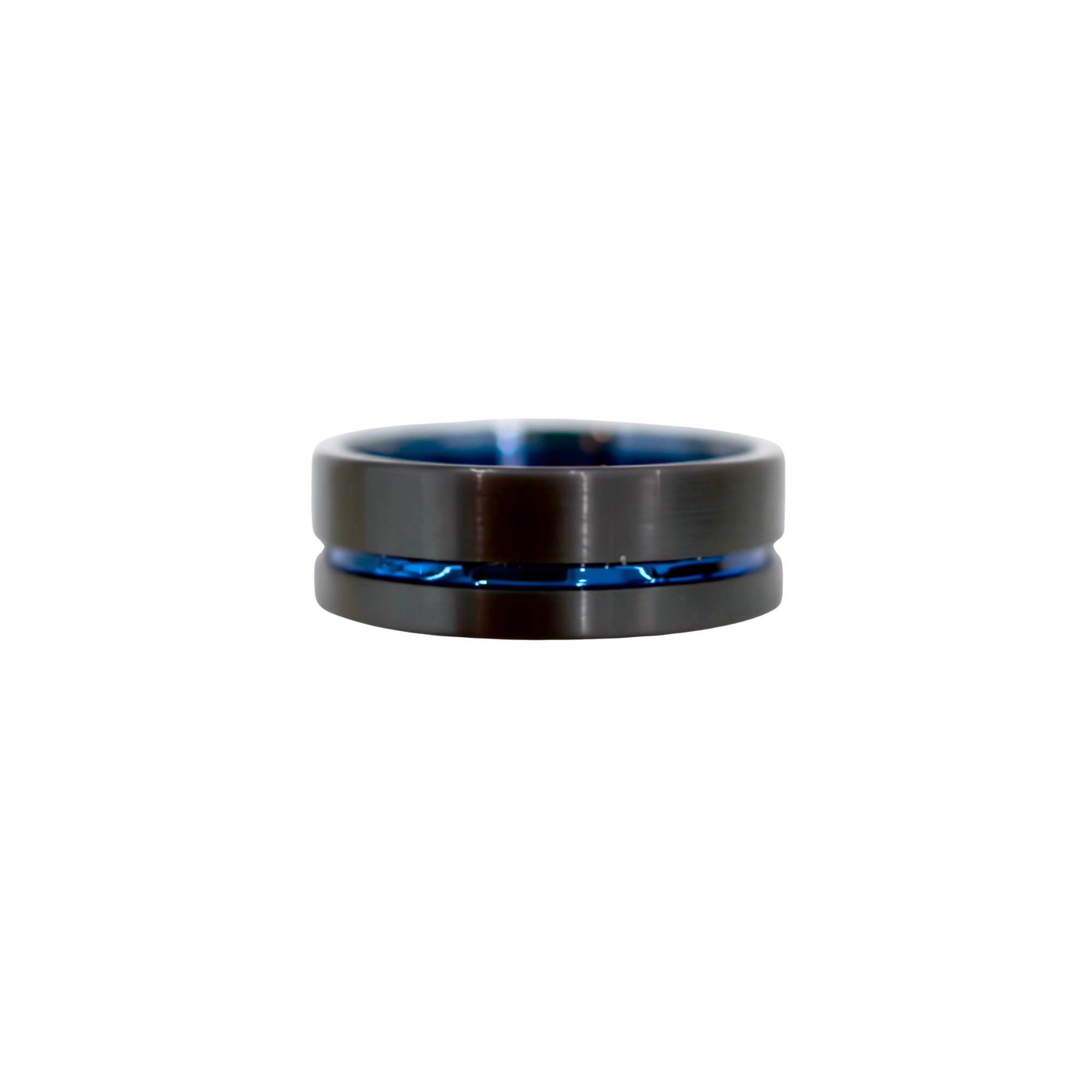 T-Man Black Tungsten Ring with Blue Inner