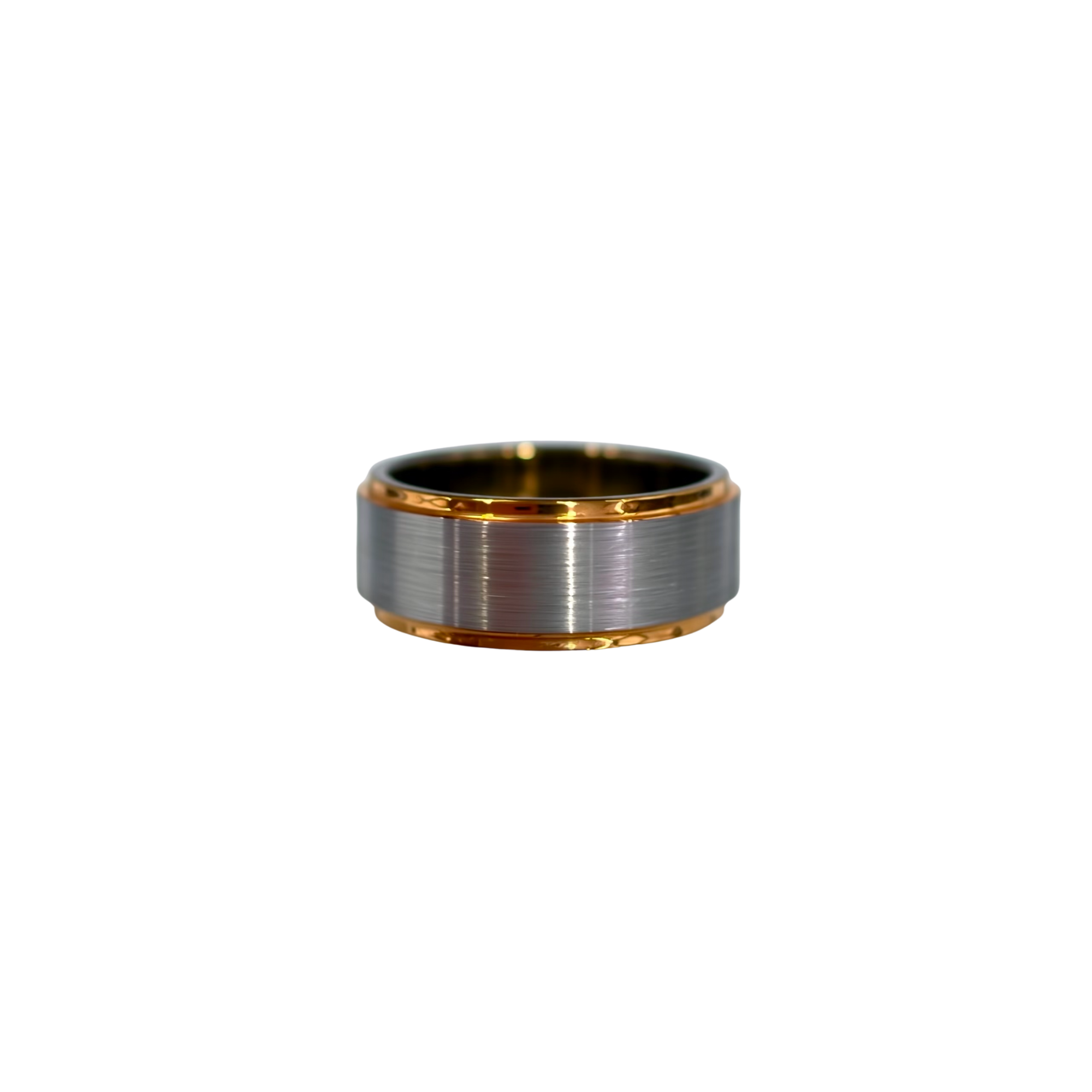 T-Man Brushed Tungsten Ring with Gold Edges