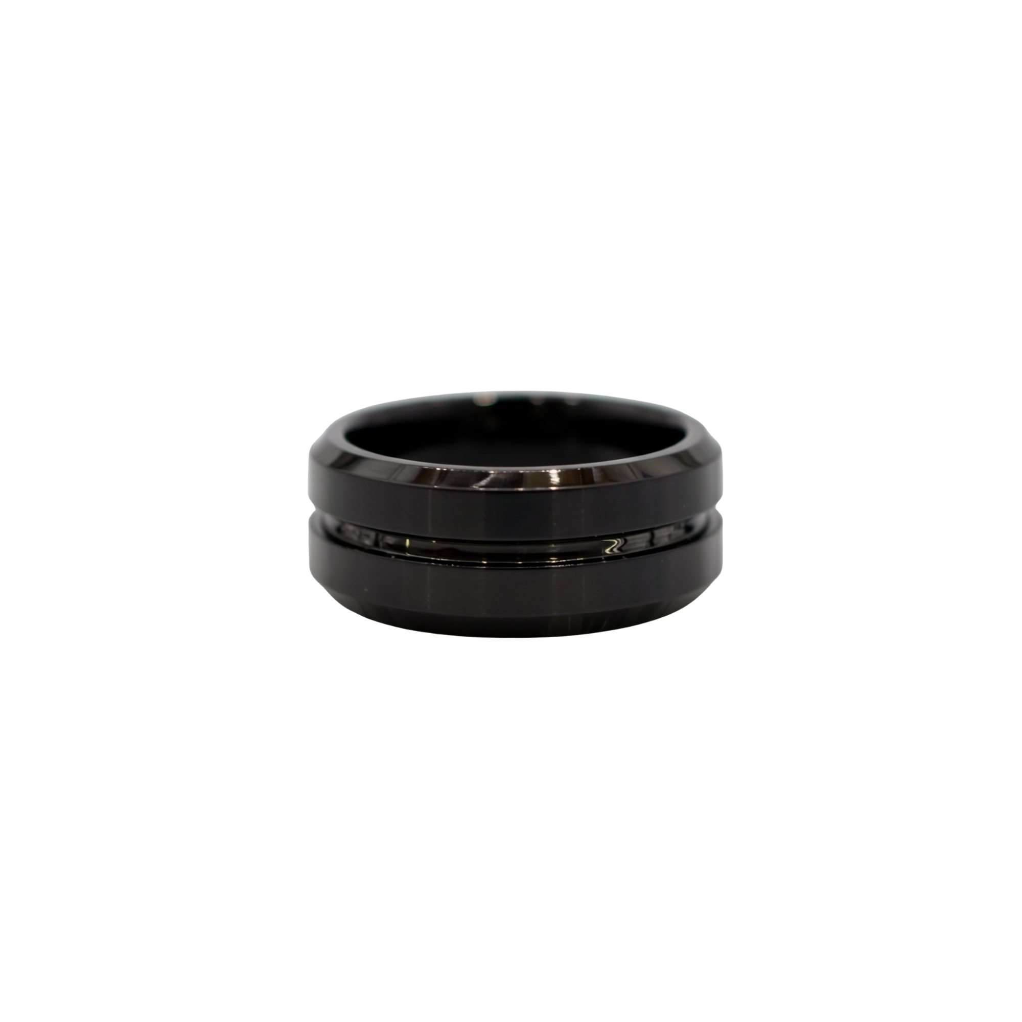 T-Man Black Grooved Tungsten Ring