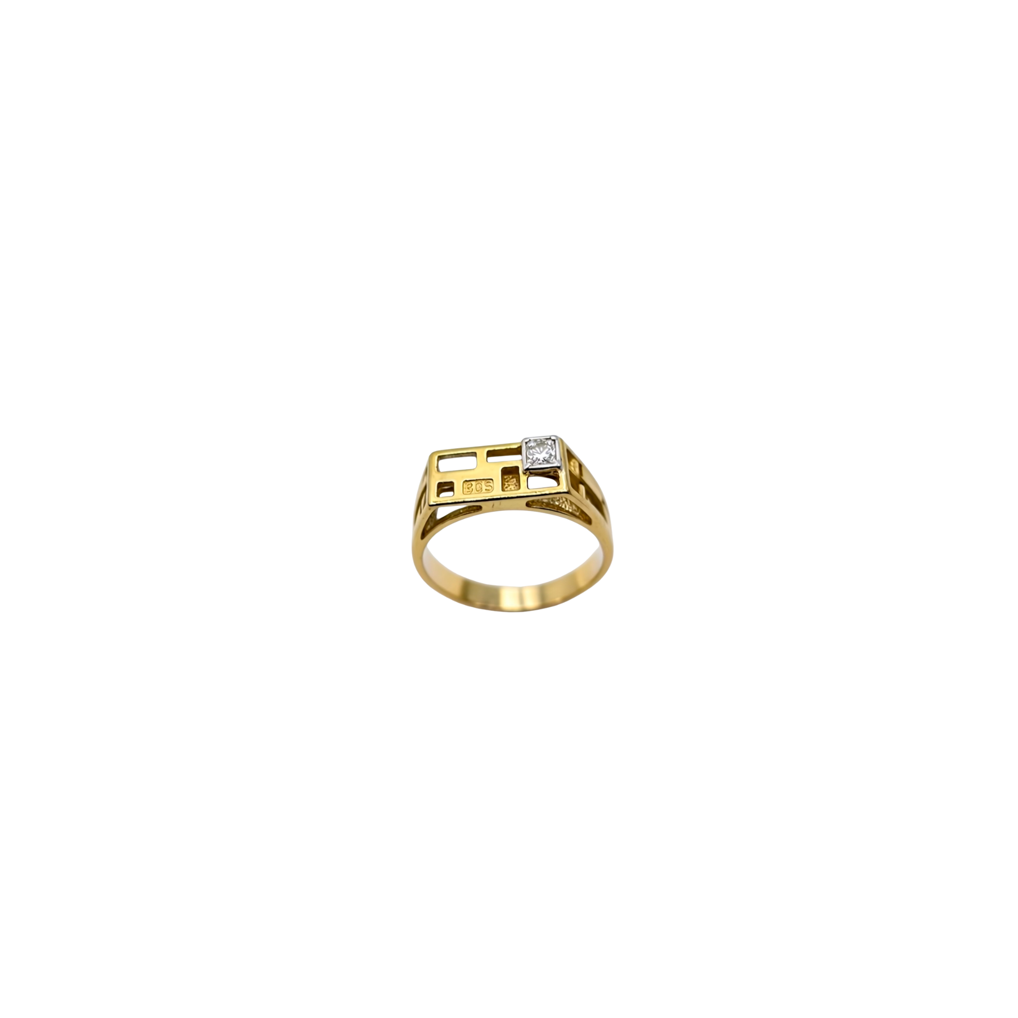 9ct Gold Open-Work Cubic  Zirconia Ring