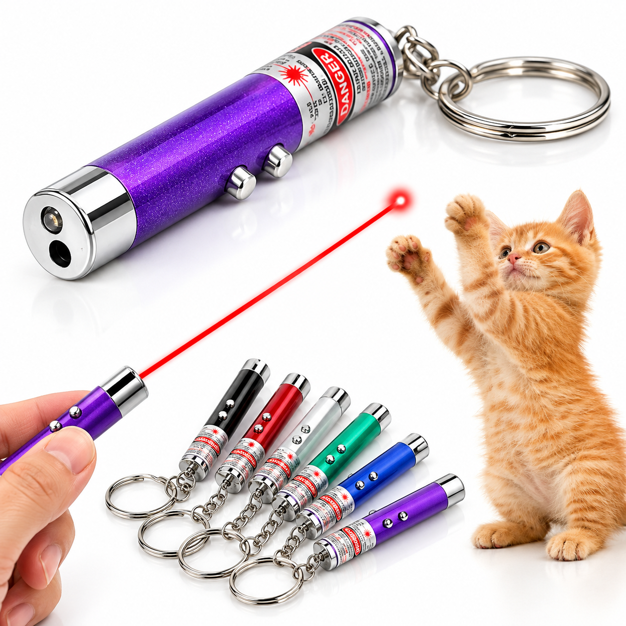 Mini Laser Pointer Keychain – LED Light & Laser Pointer