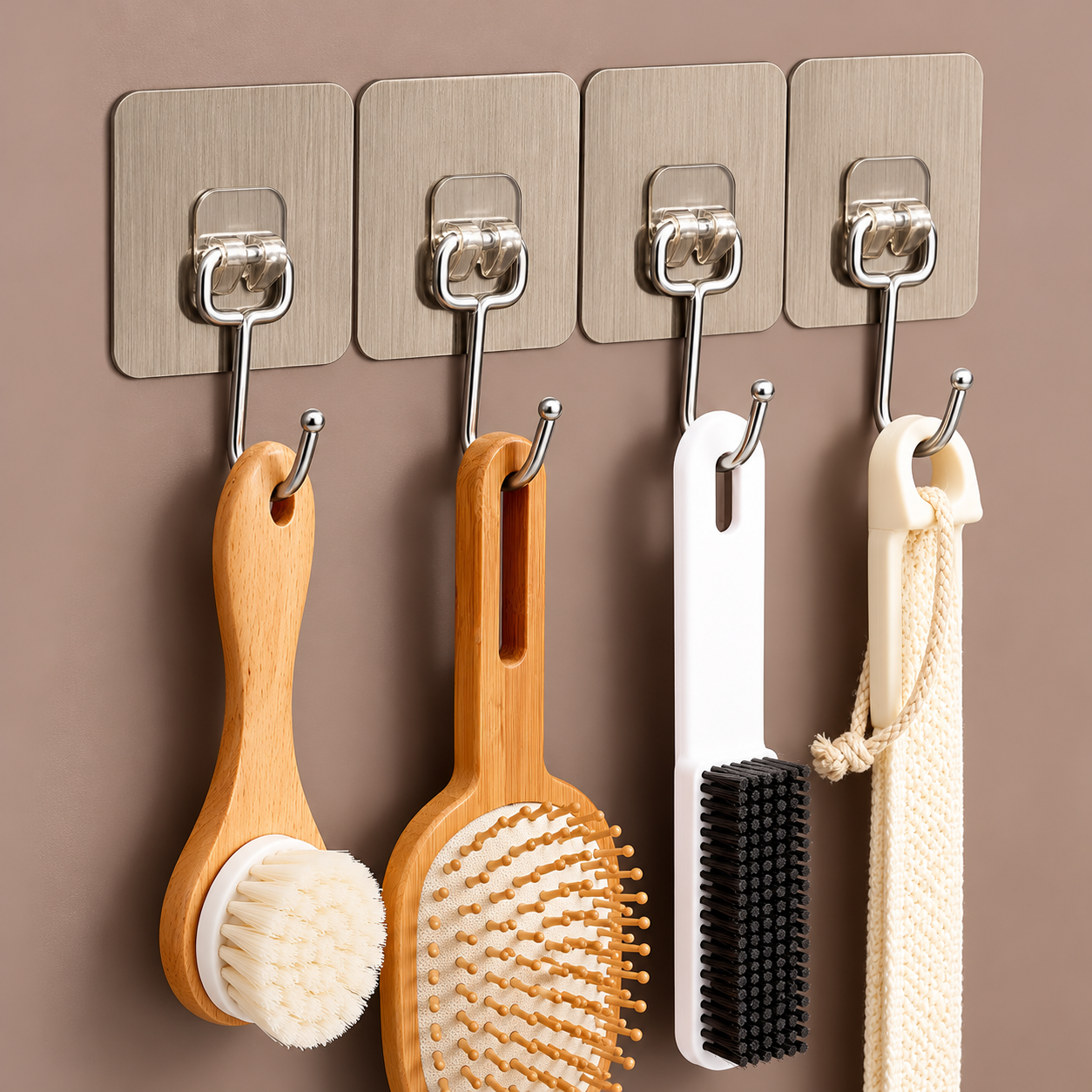 5-Piece Self-Adhesive Wall Hooks – Stainless Steel