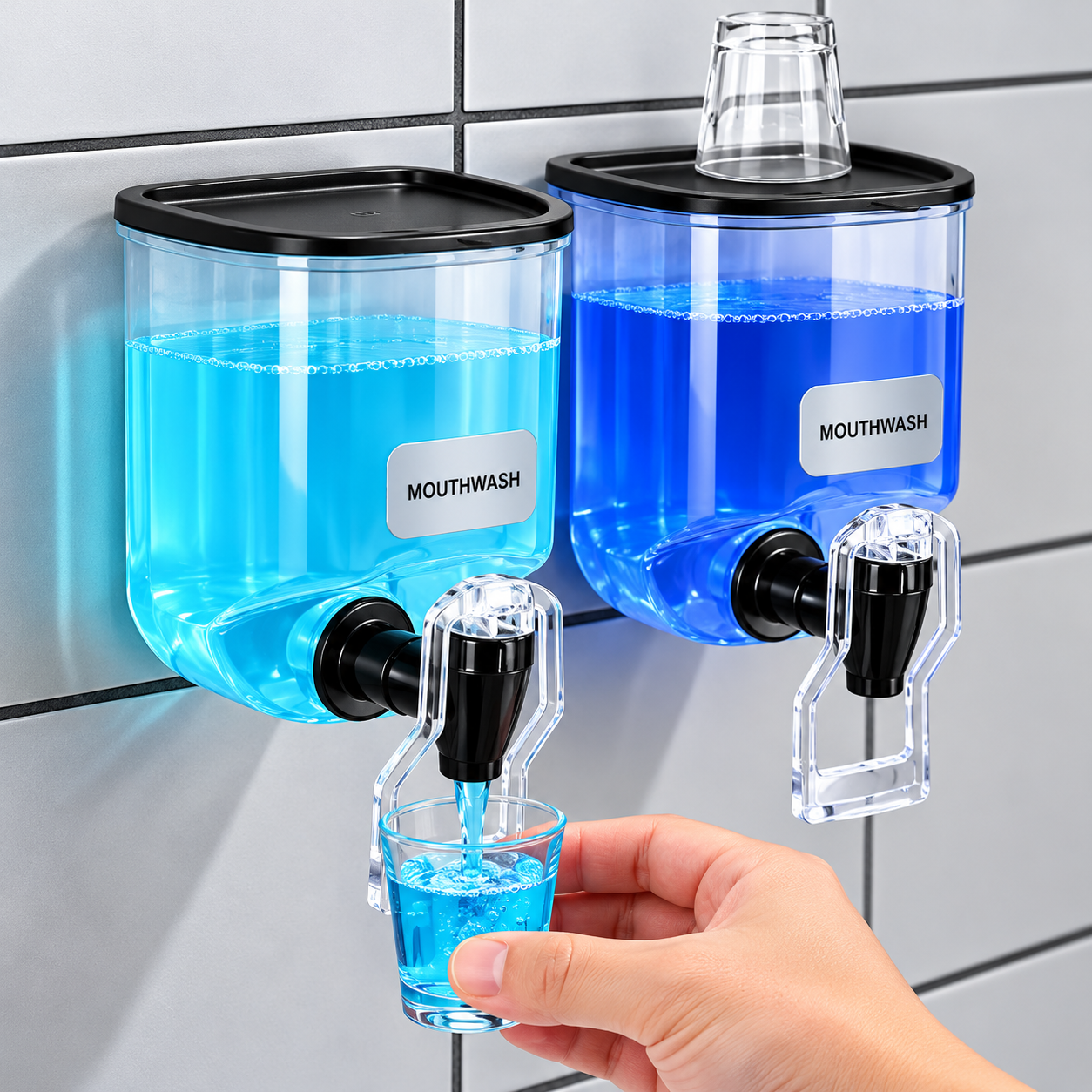 2pcs Wall-Mounted Liquid Dispenser with Press Tap